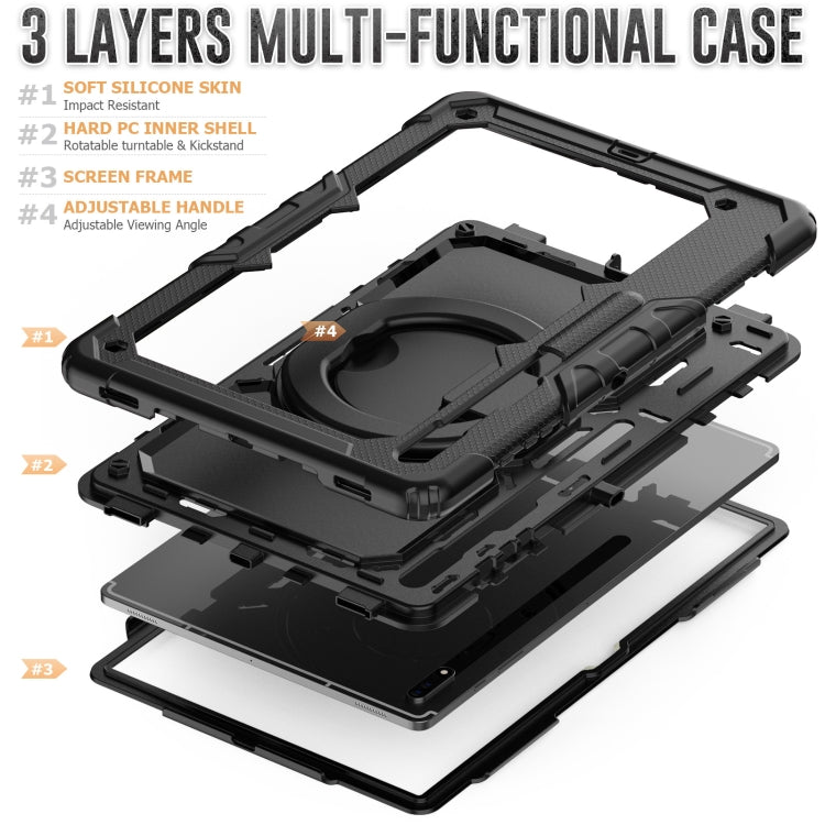 For Samsung Galaxy Tab S8 Ultra Bracelet Holder Silicone + PC Tablet Case