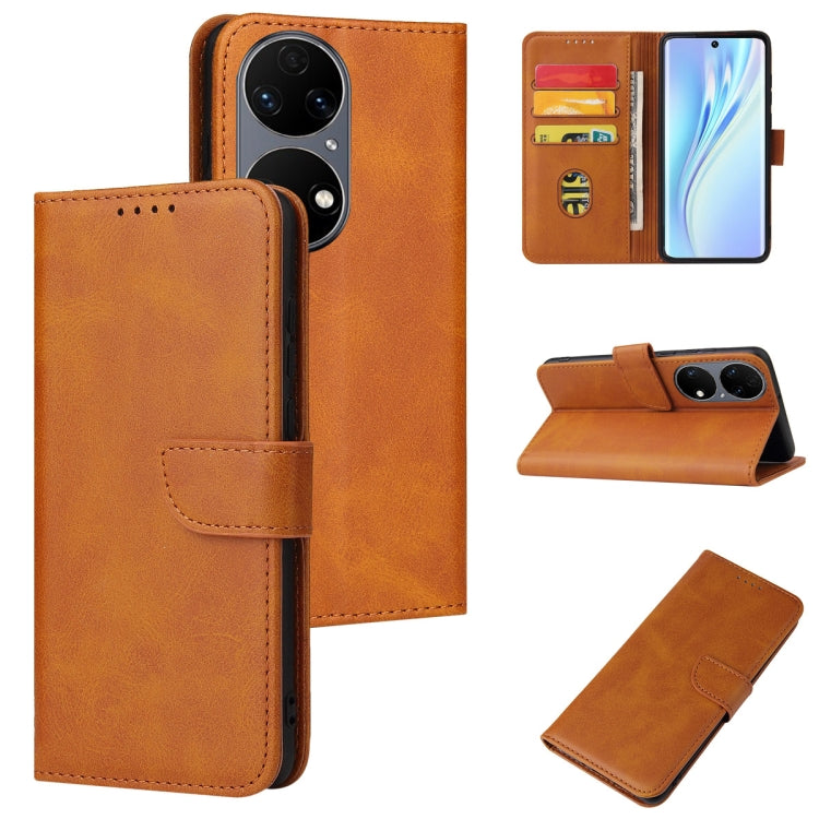 For Huawei P50 Calf Texture Buckle Flip Leather Phone Case