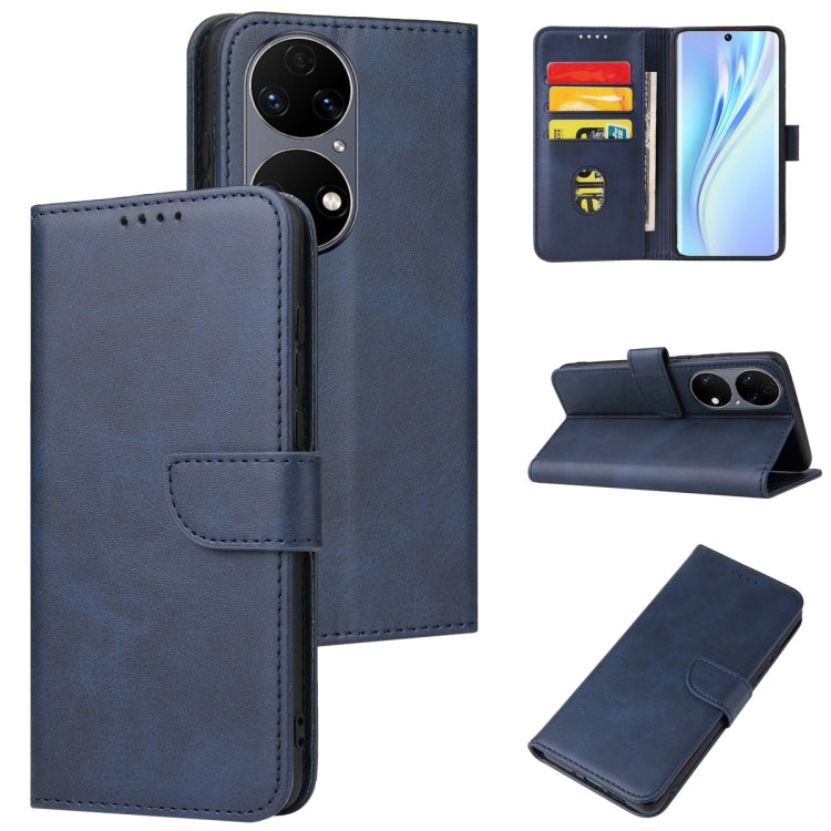 For Huawei P50 Calf Texture Buckle Flip Leather Phone Case