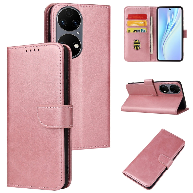 For Huawei P50 Calf Texture Buckle Flip Leather Phone Case