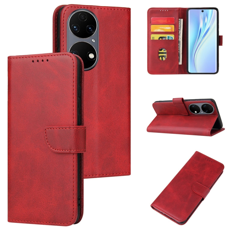 For Huawei P50 Calf Texture Buckle Flip Leather Phone Case