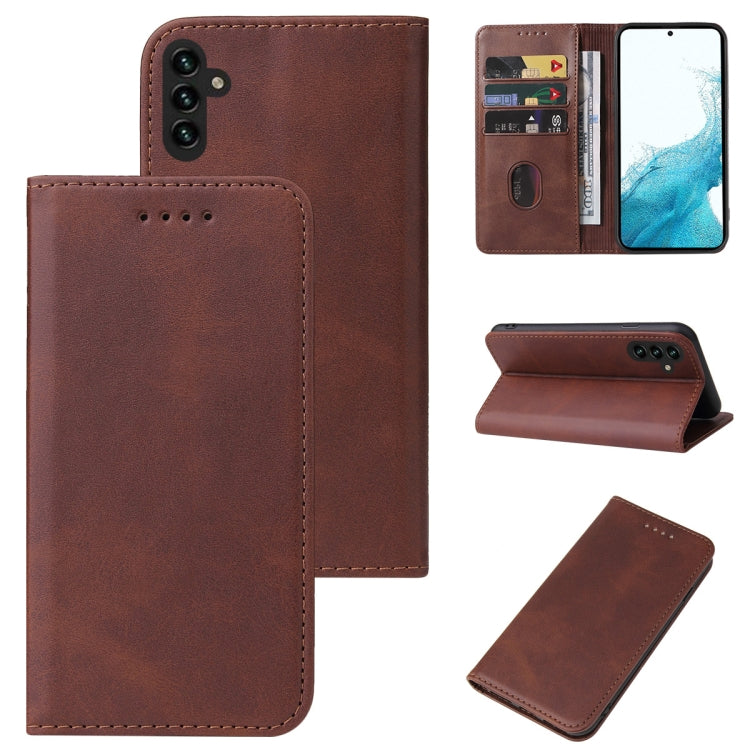 For Samsung Galaxy A13 5G Calf Texture Magnetic Flip Leather Phone Case