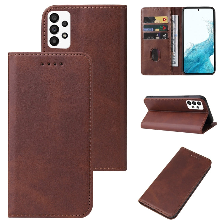 For Samsung Galaxy A33 5G Calf Texture Magnetic Flip Leather Phone Case