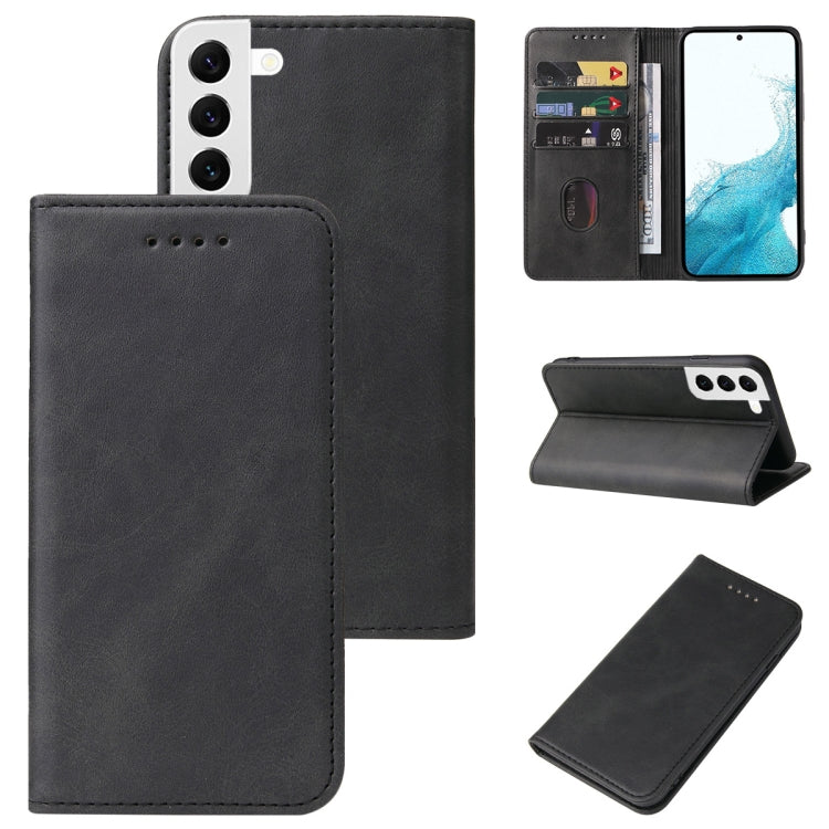 For Samsung Galaxy S22 5G Calf Texture Magnetic Flip Leather Phone Case