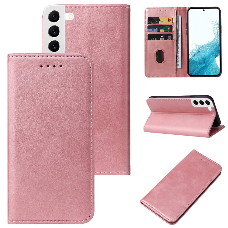 For Samsung Galaxy S22 5G Calf Texture Magnetic Flip Leather Phone Case