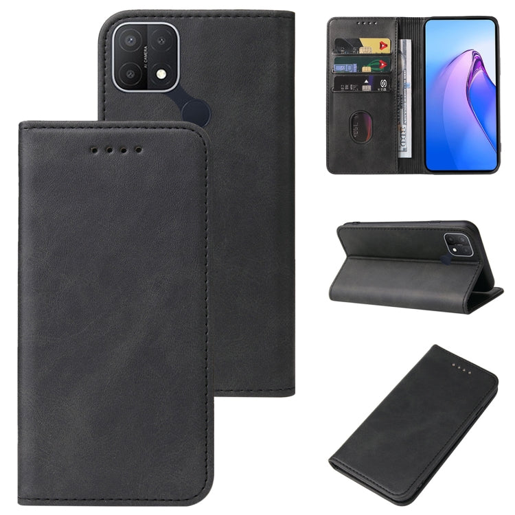 For OPPO A15 Calf Texture Magnetic Flip Leather Phone Case