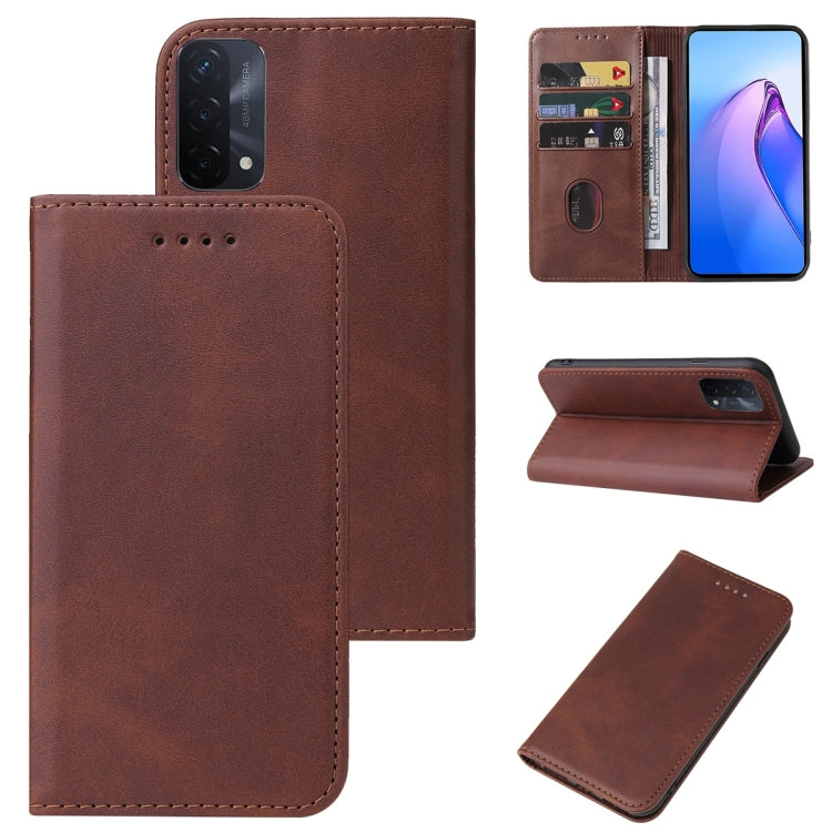 For OPPO A93 5G Calf Texture Magnetic Flip Leather Phone Case
