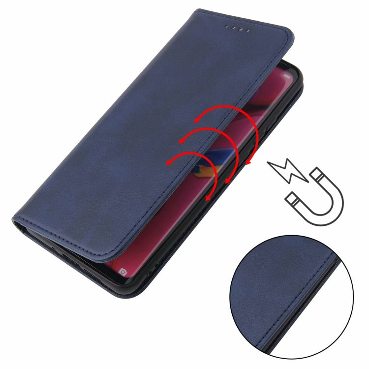 For OPPO Reno6 4G Calf Texture Magnetic Flip Leather Phone Case