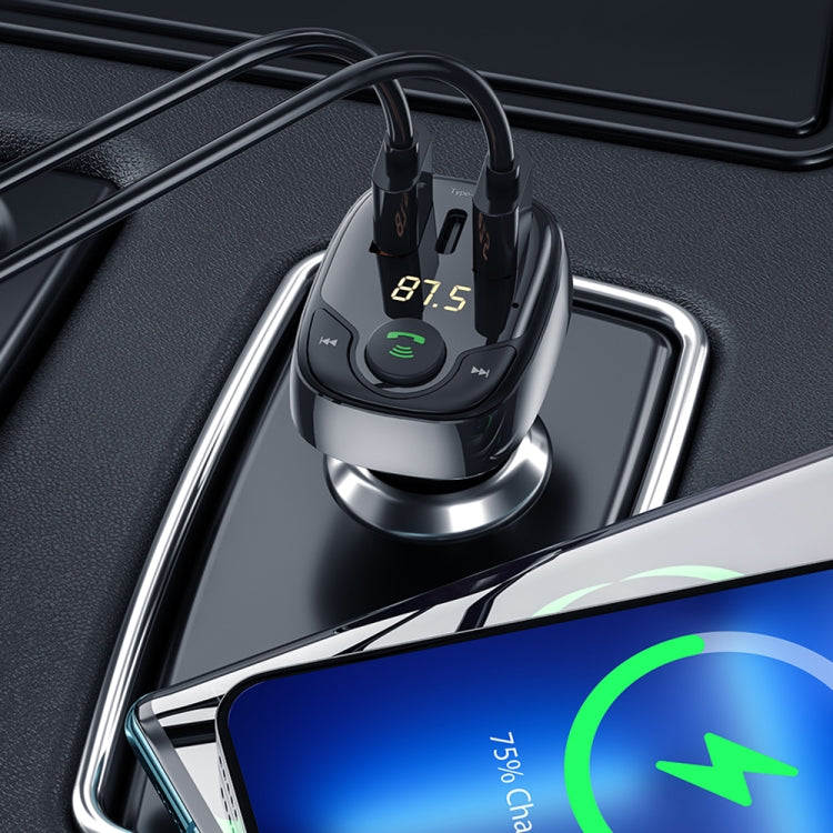 WIWU PC600 Bluetooth 5.0 Wireless Transmitter Car Charger(Black)