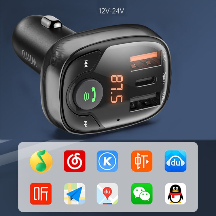 WIWU PC600 Bluetooth 5.0 Wireless Transmitter Car Charger(Black)