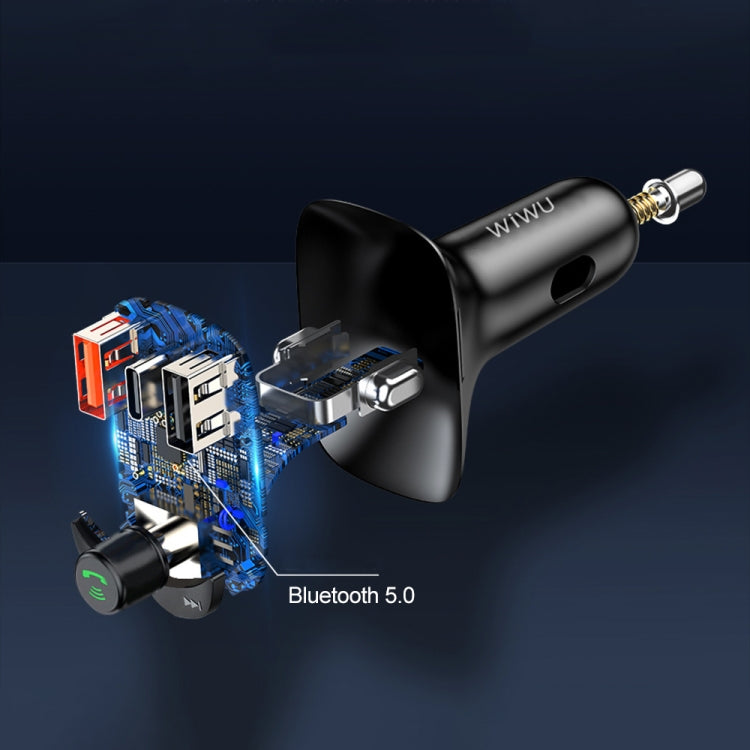 WIWU PC600 Bluetooth 5.0 Wireless Transmitter Car Charger(Black)