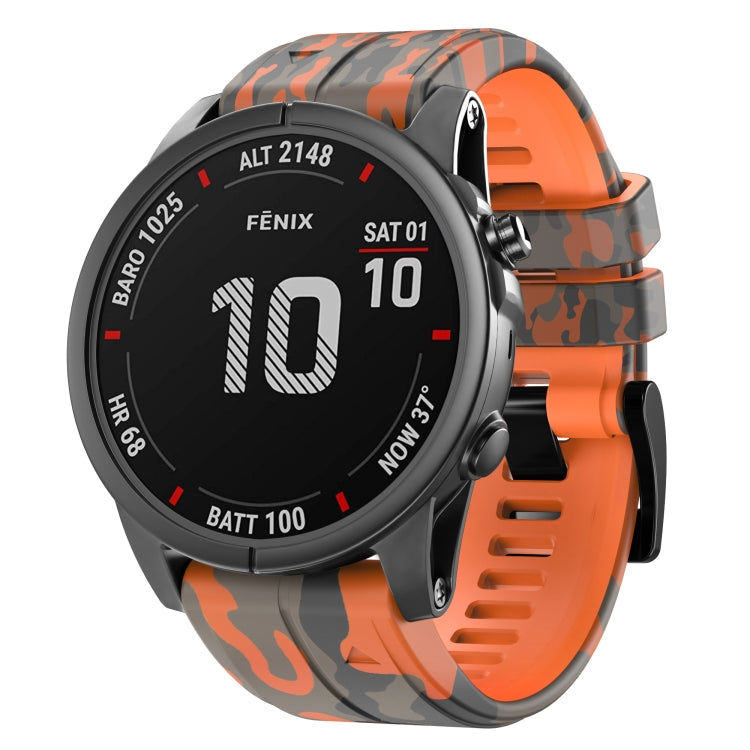 For Garmin Fenix 7 Camouflage Silicone Watch Band