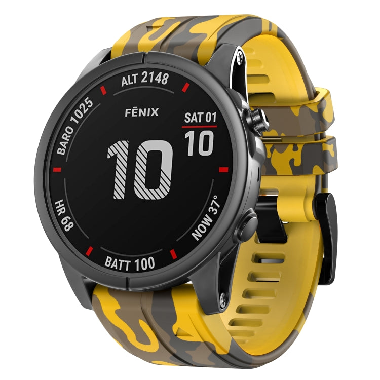 For Garmin Fenix 7 Camouflage Silicone Watch Band