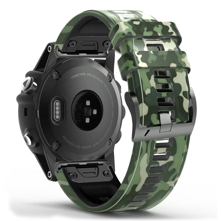 For Garmin Fenix 7 Camouflage Silicone Watch Band