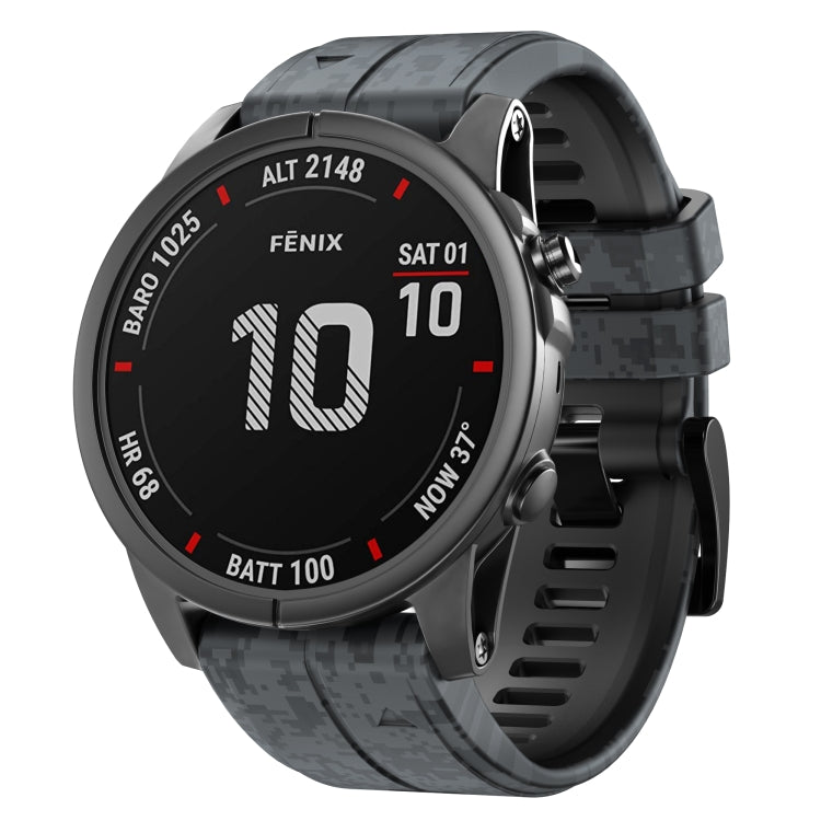 For Garmin Fenix 7 Camouflage Silicone Watch Band