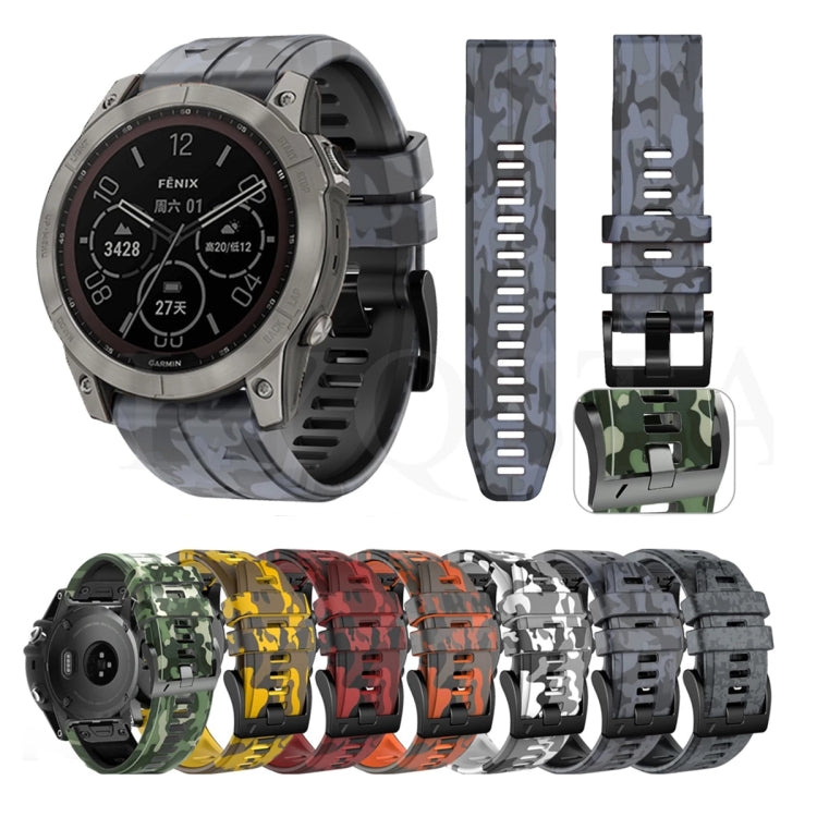 For Garmin Fenix 7 Camouflage Silicone Watch Band