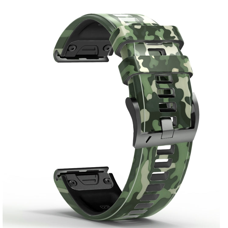 For Garmin Fenix 7X Camouflage Silicone Watch Band