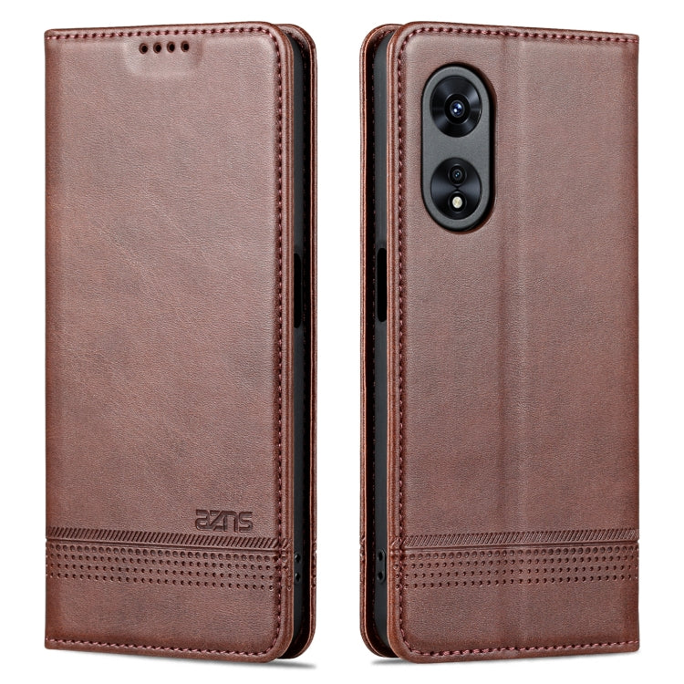 For OPPO A97 5G AZNS Magnetic Calf Texture Leather Phone Case