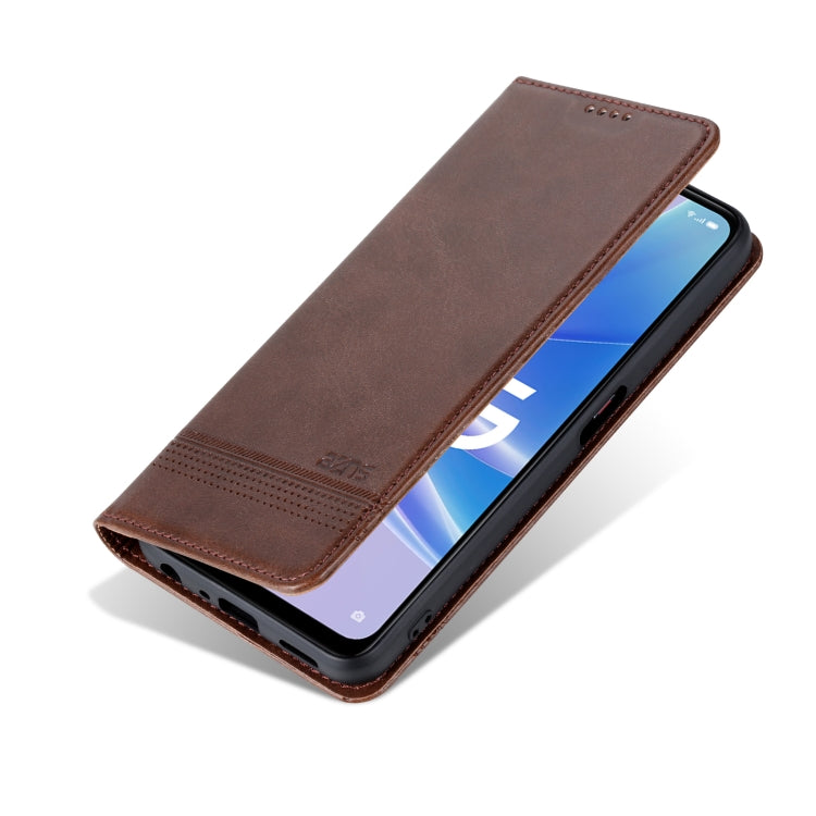For OPPO A97 5G AZNS Magnetic Calf Texture Leather Phone Case