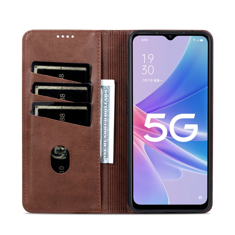 For OPPO A97 5G AZNS Magnetic Calf Texture Leather Phone Case