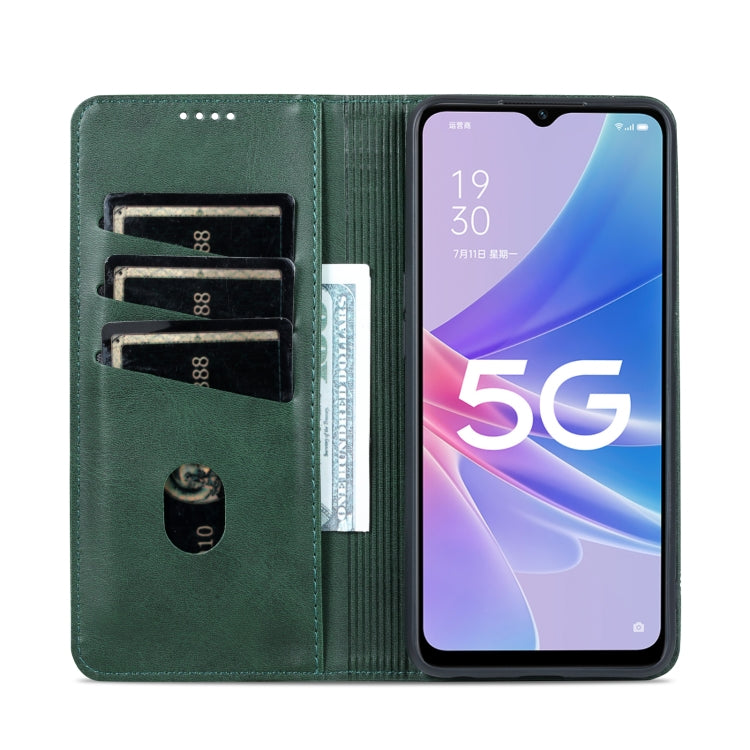 For OPPO A97 5G AZNS Magnetic Calf Texture Leather Phone Case