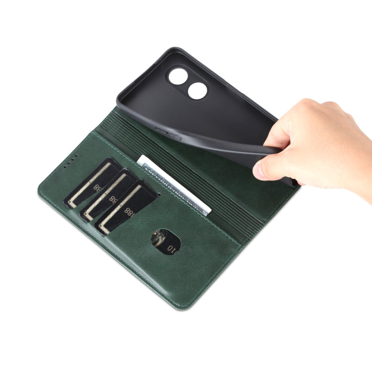 For OPPO A97 5G AZNS Magnetic Calf Texture Leather Phone Case