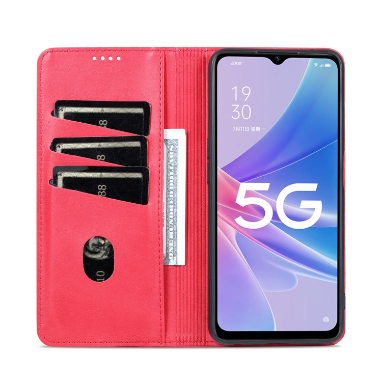 For OPPO A97 5G AZNS Magnetic Calf Texture Leather Phone Case