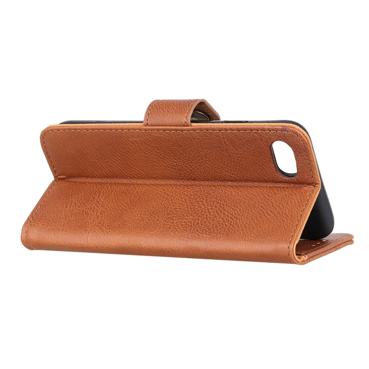 For iPhone SE 2022 / SE 2020 KHAZNEH Cowhide Texture PU + TPU Left and Right Open Leather Case with Bracket & Line Card and Wallet