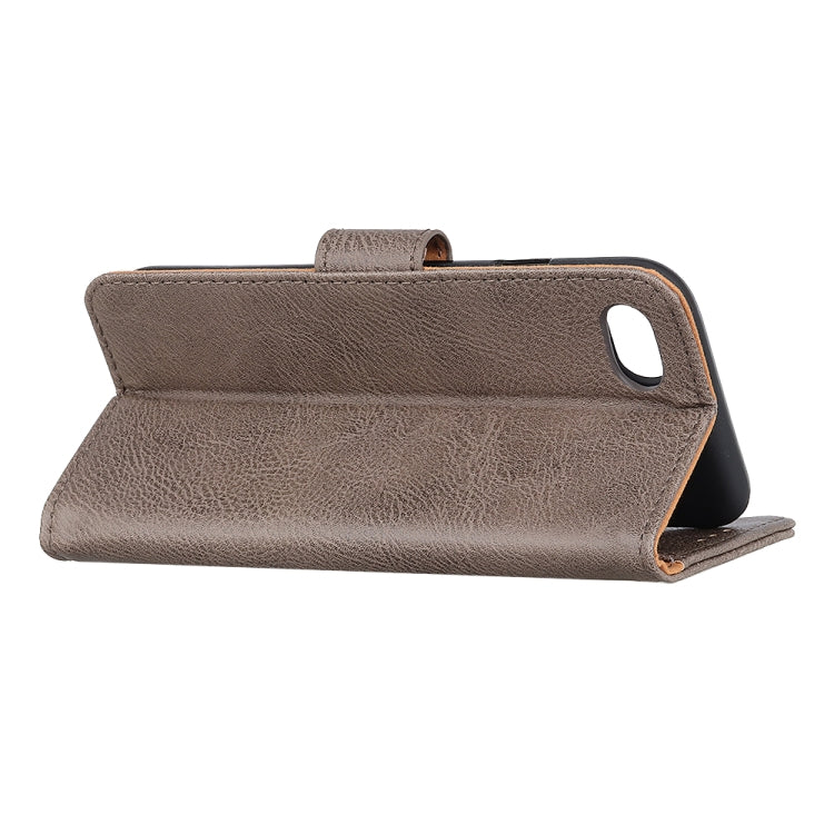 For iPhone SE 2022 / SE 2020 KHAZNEH Cowhide Texture PU + TPU Left and Right Open Leather Case with Bracket & Line Card and Wallet