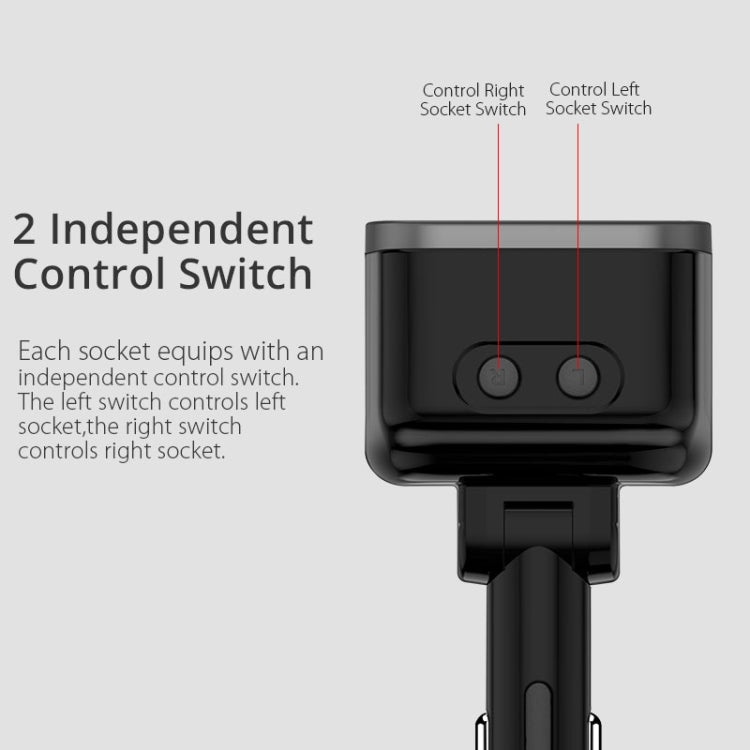 C47PQ Car Cigarette Lighter + Dual USB + Type-C Car Charger(Black)