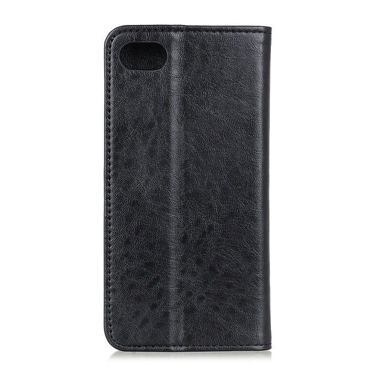 For iPhone SE 2022 / SE 2020 Magnetic Suction Crazy Horse Pattern PU Left and Right Open with Bracket and Card Slot and Wallet