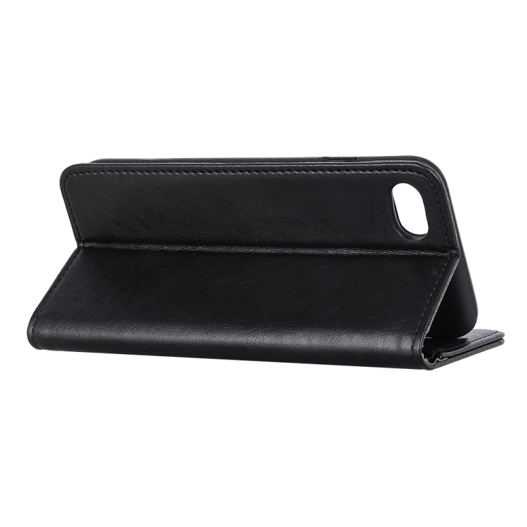 For iPhone SE 2022 / SE 2020 Magnetic Suction Crazy Horse Pattern PU Left and Right Open with Bracket and Card Slot and Wallet
