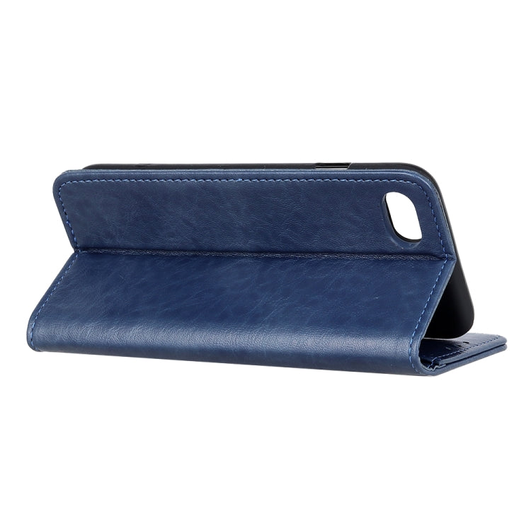 For iPhone SE 2022 / SE 2020 Magnetic Suction Crazy Horse Pattern PU Left and Right Open with Bracket and Card Slot and Wallet