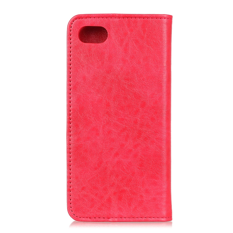 For iPhone SE 2022 / SE 2020 Magnetic Suction Crazy Horse Pattern PU Left and Right Open with Bracket and Card Slot and Wallet