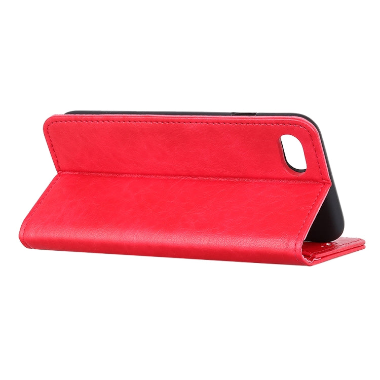 For iPhone SE 2022 / SE 2020 Magnetic Suction Crazy Horse Pattern PU Left and Right Open with Bracket and Card Slot and Wallet