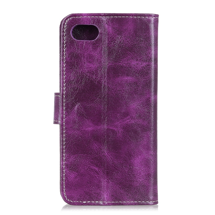 For iPhone SE 2022 / SE 2020 Vintage Crazy Horse PU + + Left and Right Leather Case with Photo Frame & Bracket & Front and Back Buckle