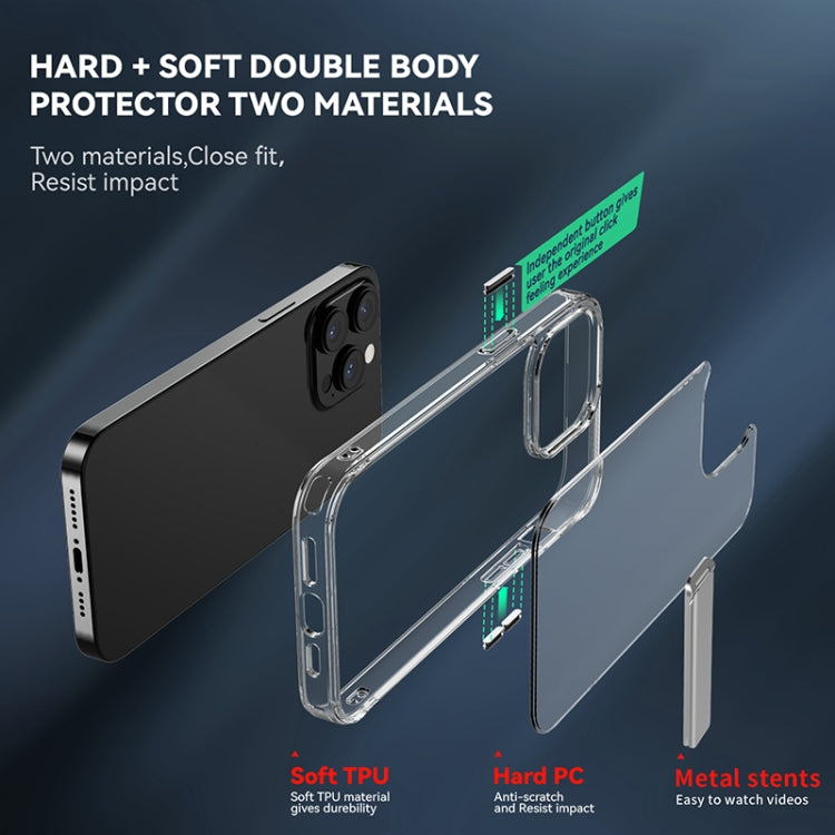 For iPhone 13 Pro Max Four Corner Airbag Shockproof Holder Phone Case (Transparent)