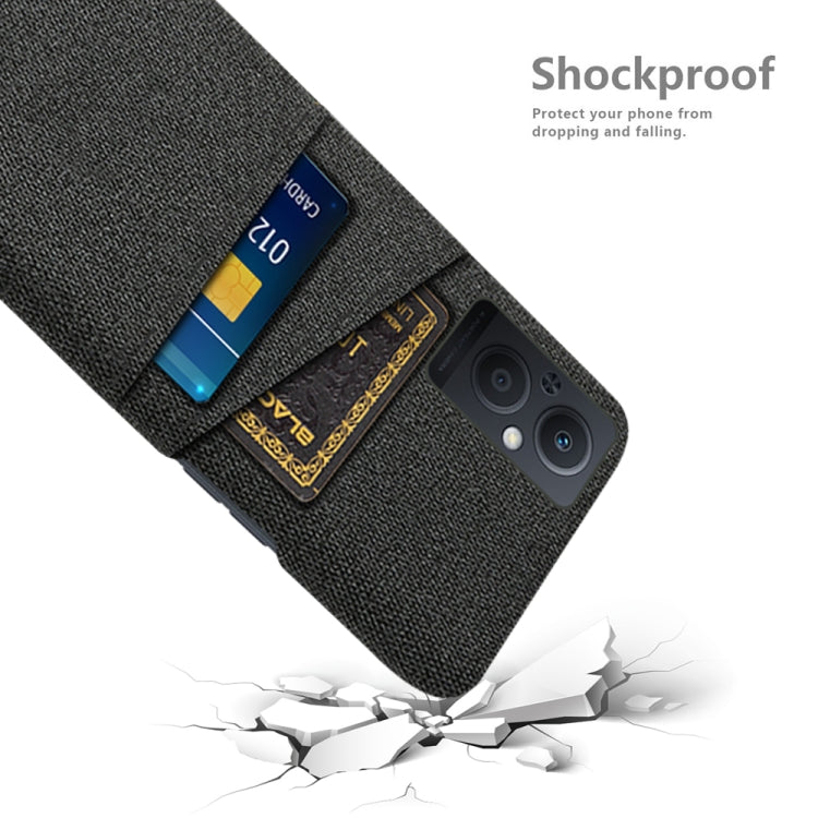 For OPPO Reno8 Lite Cloth Coated Hard Plastic Card Slots Phone Case