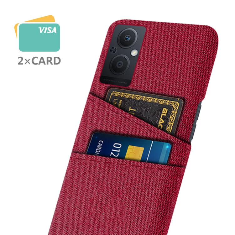 For OPPO Reno8 Lite Cloth Coated Hard Plastic Card Slots Phone Case