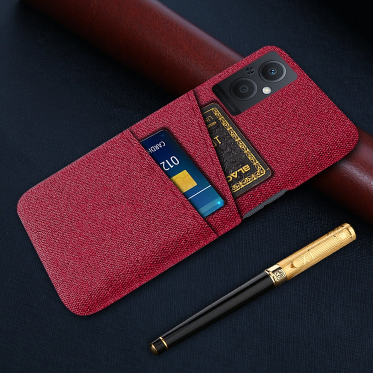 For OPPO Reno8 Lite Cloth Coated Hard Plastic Card Slots Phone Case