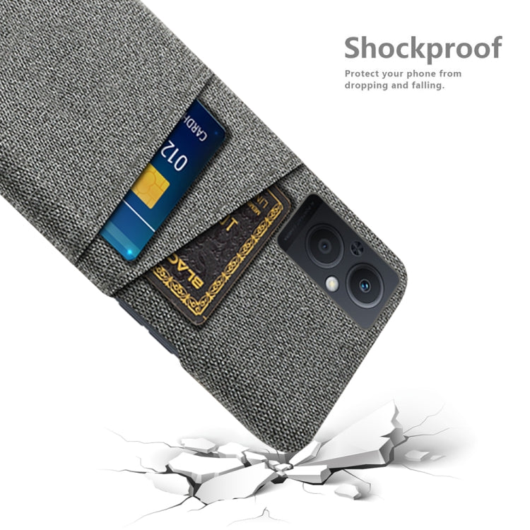For OPPO Reno8 Lite Cloth Coated Hard Plastic Card Slots Phone Case