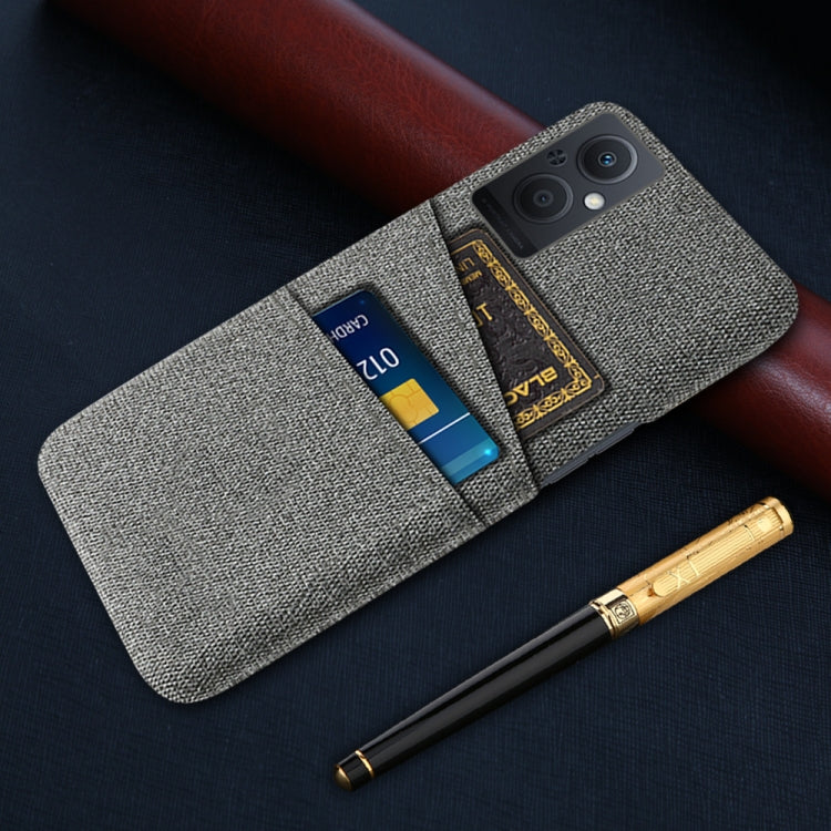 For OPPO Reno8 Lite Cloth Coated Hard Plastic Card Slots Phone Case