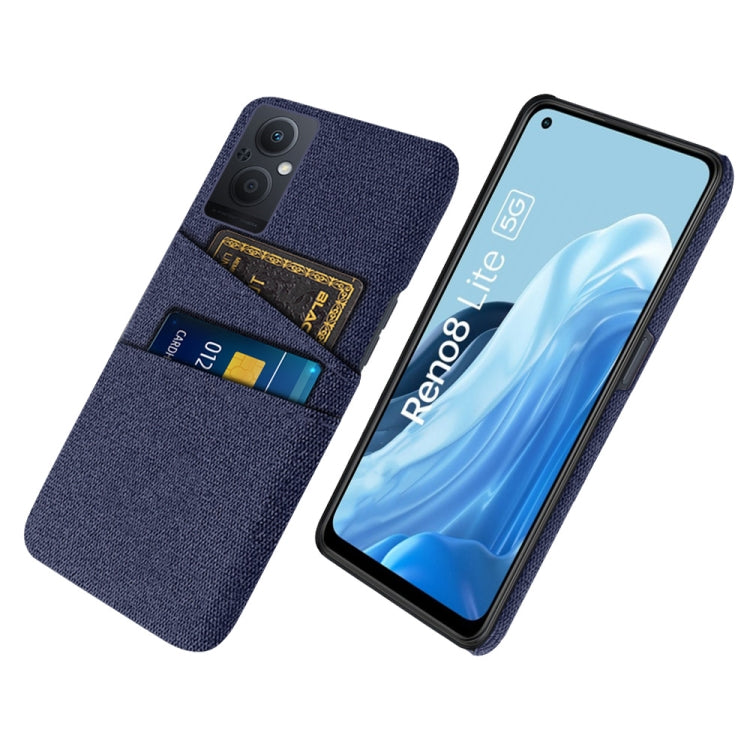 For OPPO Reno8 Lite Cloth Coated Hard Plastic Card Slots Phone Case