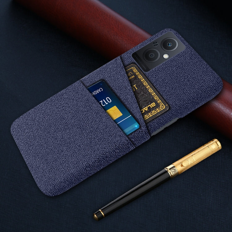 For OPPO Reno8 Lite Cloth Coated Hard Plastic Card Slots Phone Case