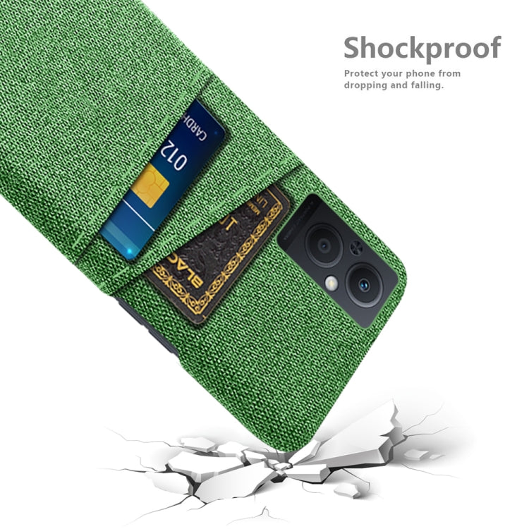 For OPPO Reno8 Lite Cloth Coated Hard Plastic Card Slots Phone Case