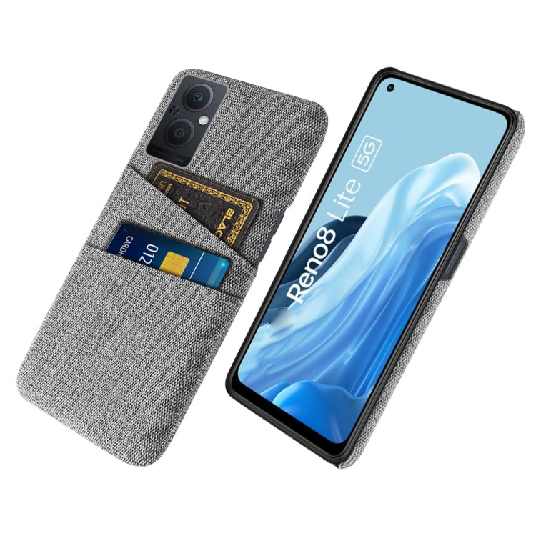 For OPPO Reno8 Lite Cloth Coated Hard Plastic Card Slots Phone Case