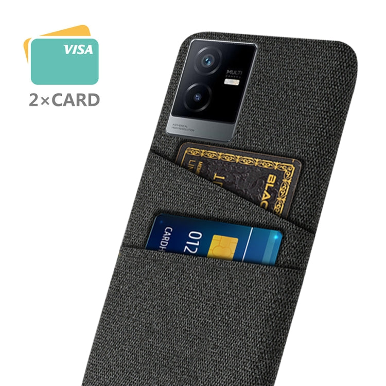 For vivo T2x Cloth Coated Hard Plastic Card Slots Phone Case