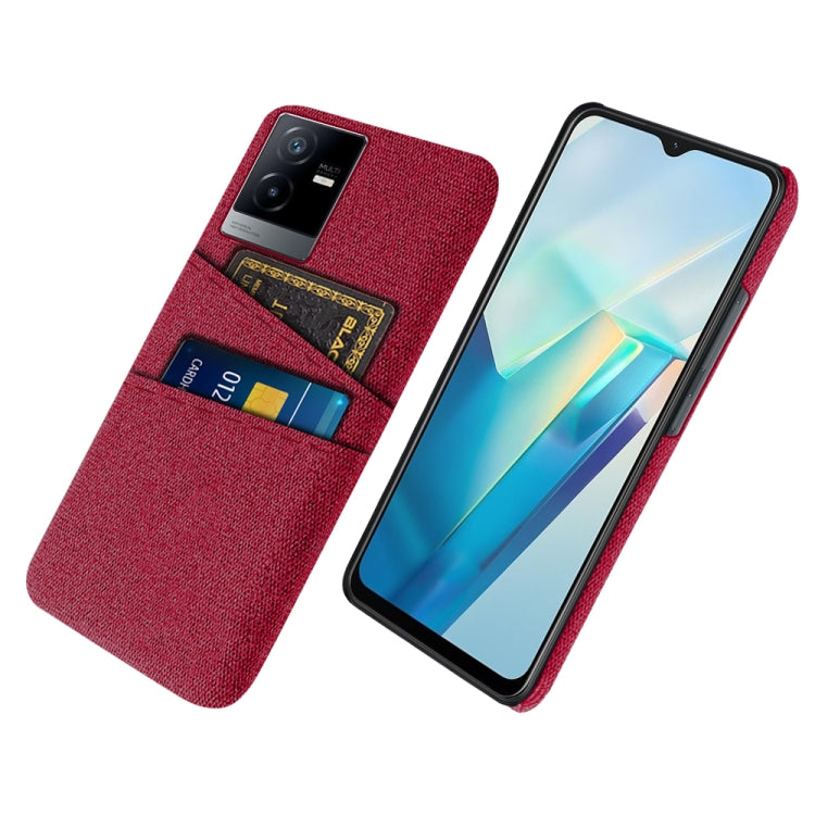 For vivo T2x Cloth Coated Hard Plastic Card Slots Phone Case