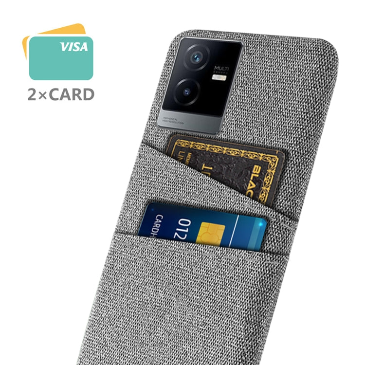 For vivo T2x Cloth Coated Hard Plastic Card Slots Phone Case