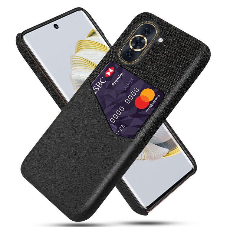 For Huawei nova 10 Pro Cloth Texture PC + PU Leather Back Cover Shockproof Case with Card Slot